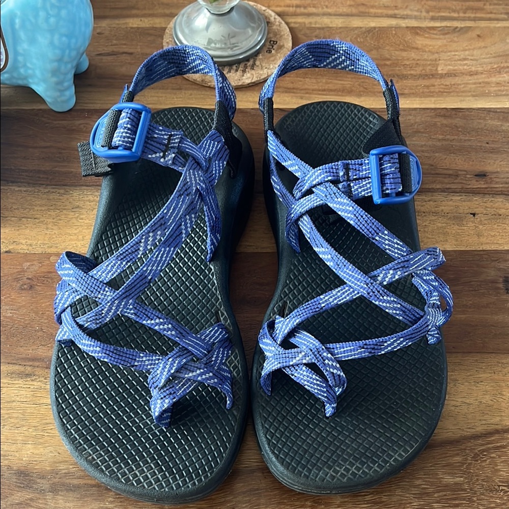 CHACO Blue and Black Strappy Sandals